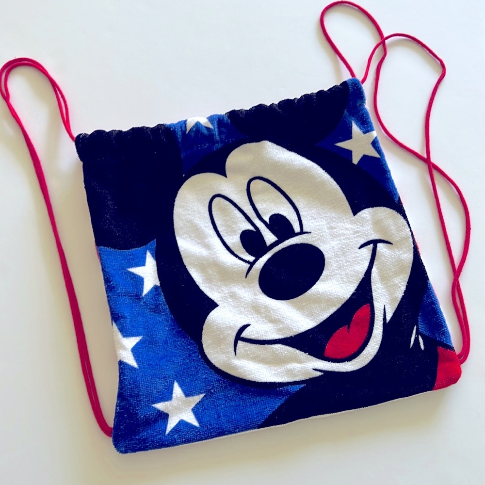 Disney Mickey Mouse Drawstring Bag Patriotic Red White Blue summer swim beach